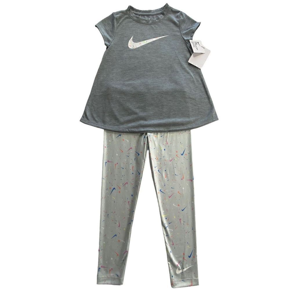 NIKE Girls 6X 2-pc. Swoosh Pop Short Sleeve Pants Set